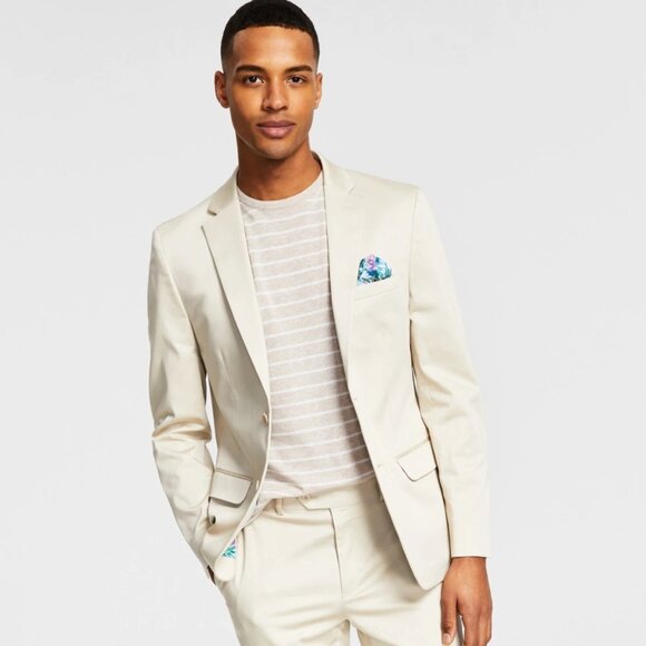 Bar III Men's Slim-Fit Cotton Stretch Solid Suit Jacket Tan B4HP $360 - Picture 1 of 6